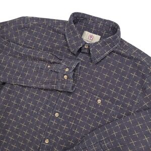 The Territory Ahead Flannel Shirt Men's‎ L  Blue Geometric Textured Cotton